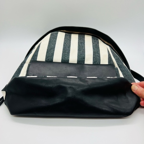 SKAGEN BEAUTIFUL LEATHER AND COTTON BLACK AND WHITE STRIPED BACKPACK - Picture 16 of 16